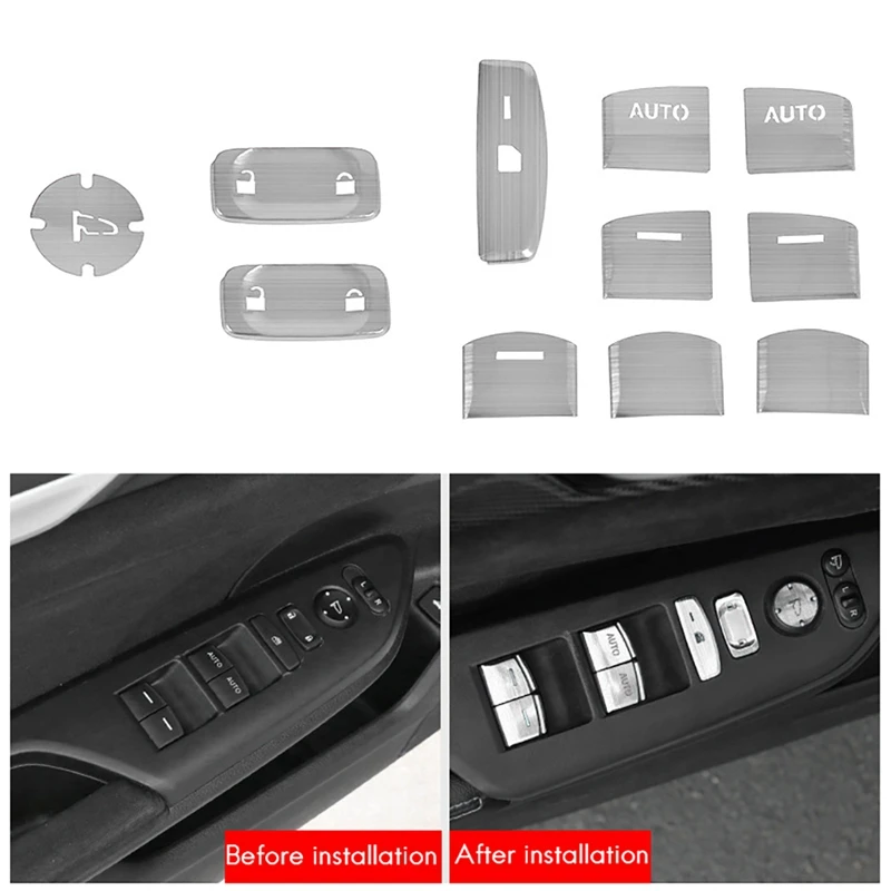 

Наклейка на подлокотник автомобильной двери, стеклянная Кнопка подъема, украшение из алюминиевого сплава с блестками для Honda Civic 2016-2019