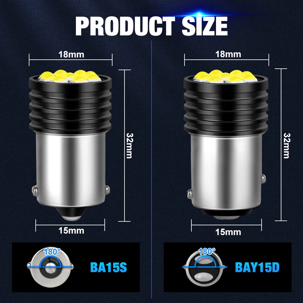 2 шт. P21W светодиодный 1156 BA15S 1157 BAY15D светодиодная лампа P21 5W R5W R10W BA9S BAX9S H21W BAY9S H6W T4W
