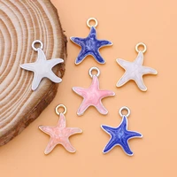 10pcs enamel gold starfish charms pendants for jewerly making bracelet women earring necklace phone charms bulk items wholesale