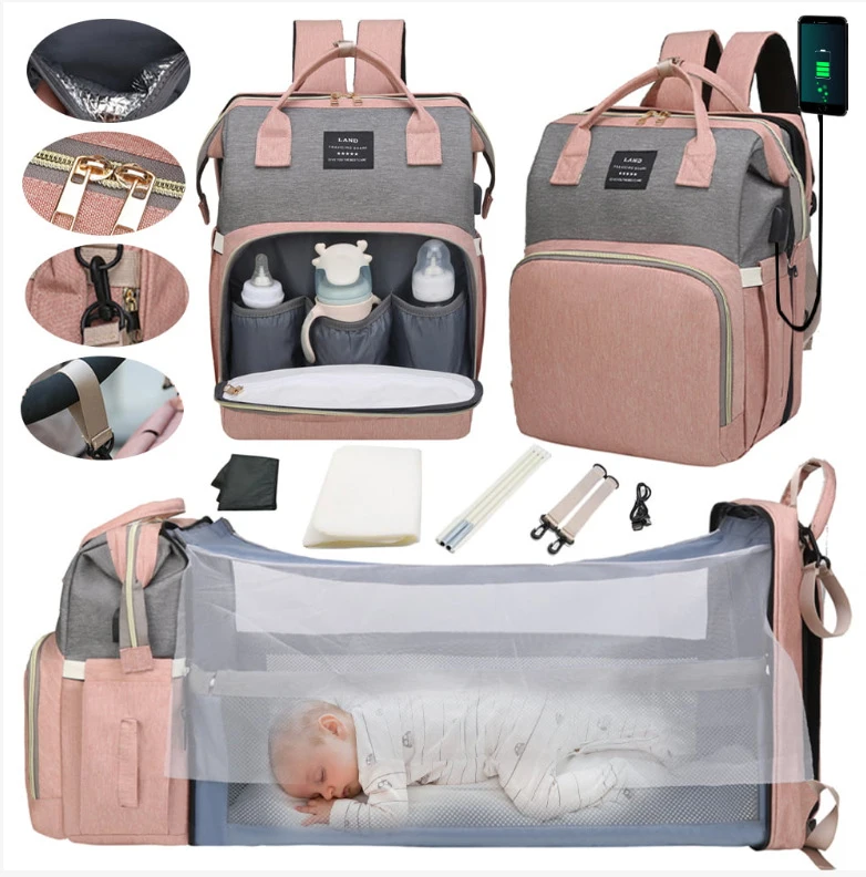 Diaper Bag Mom Bag Backpack Women Travel Baby  Backpack Mommy Bag for Baby Carrier Backpack Items Stuff Kid Bag Solid Color
