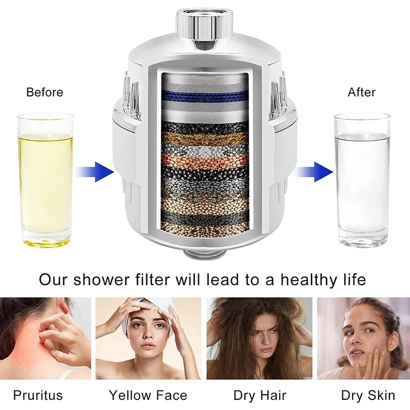 Shower Filter Cartridge 15 Stage for Hard Water High Output Universal Replacement | Обустройство дома