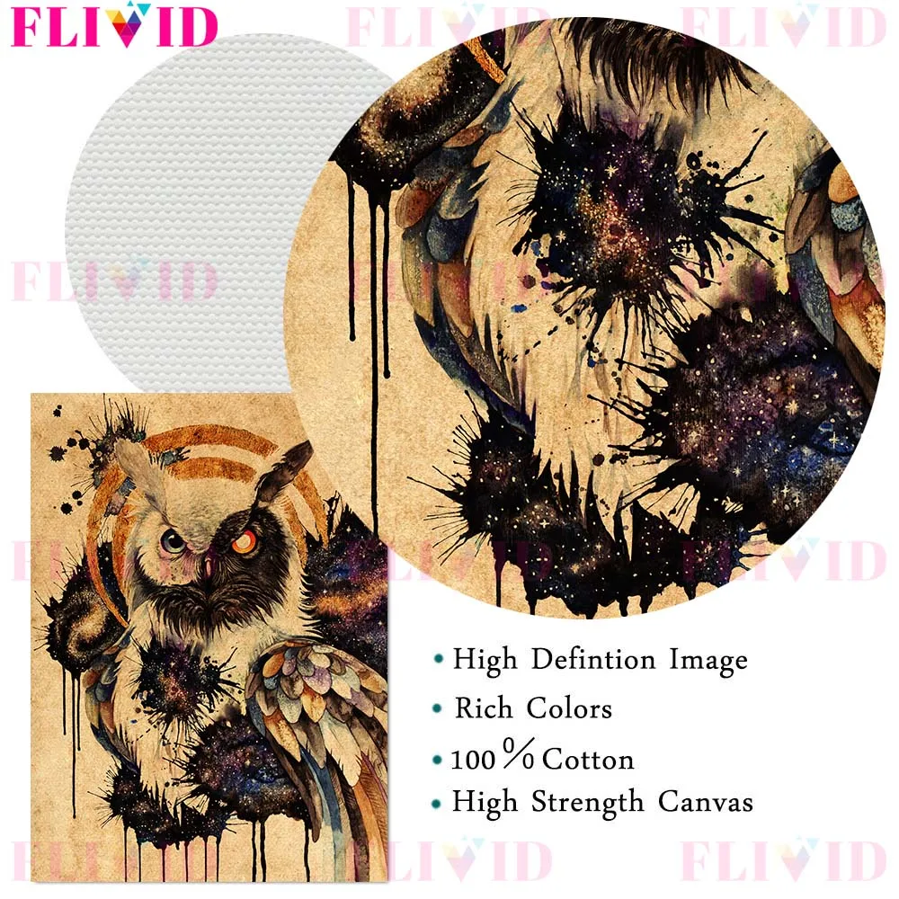 Винтажная Картина на холсте Сова и ворота времени ведьма волк мертвая кость