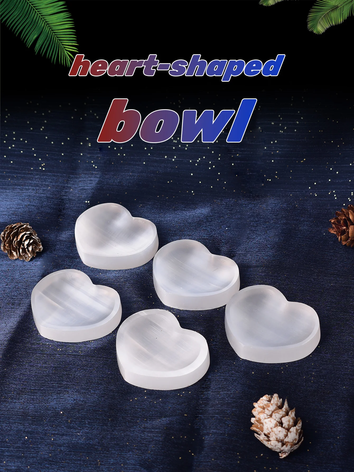 Натуральная чаша в форме сердца из селенита минеральный образец хрустальные