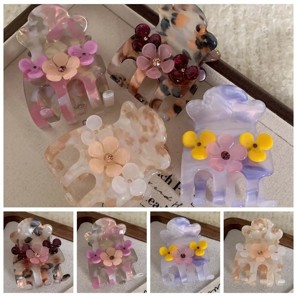 

Заколка для волос с кристаллами и цветами, зажим для волос из уксусной кислоты в Корейском стиле, циркониевые заколки для волос, аксессуары для волос, маленькие заколки для волос из ацетата