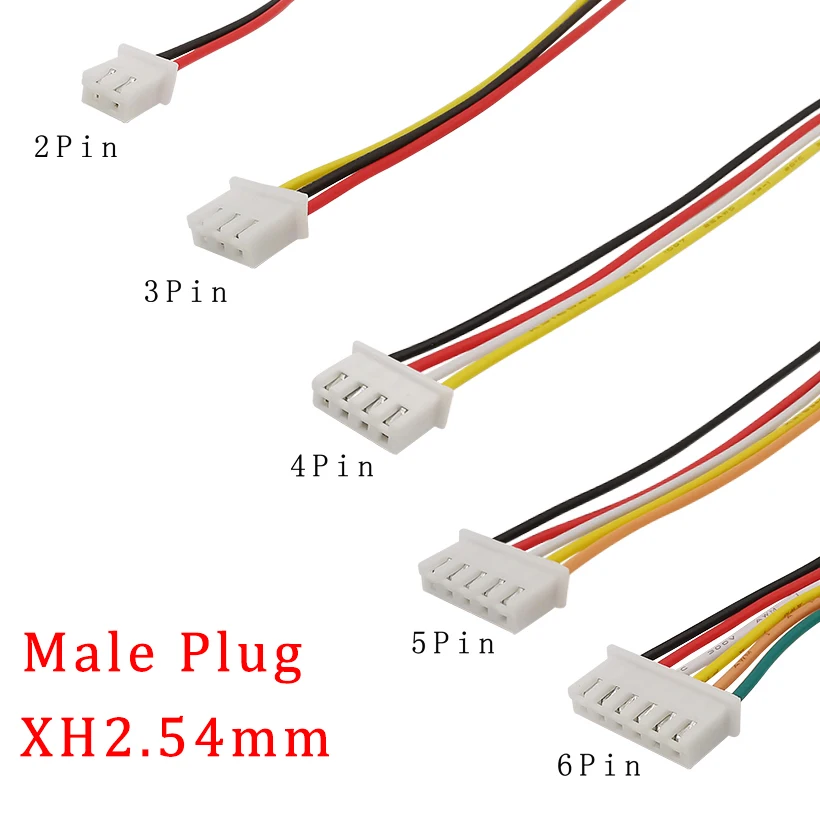 10 шт. 26AWG JST кабель XH2.54mm штекер разъем провод 2 54 мм шаг 2P 3P 4P 5P 6 контактов