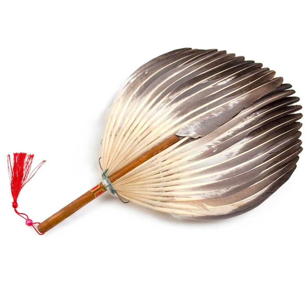 

High Quality Zhuge Liang Feather Fan Kong Ming Fan Tradition China Crafts Festival Party Dance Handmade Decoration Plumes Fan