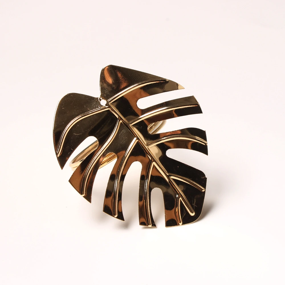 4 шт./металлическое кольцо для салфеток с золотистыми черепаховыми листьями