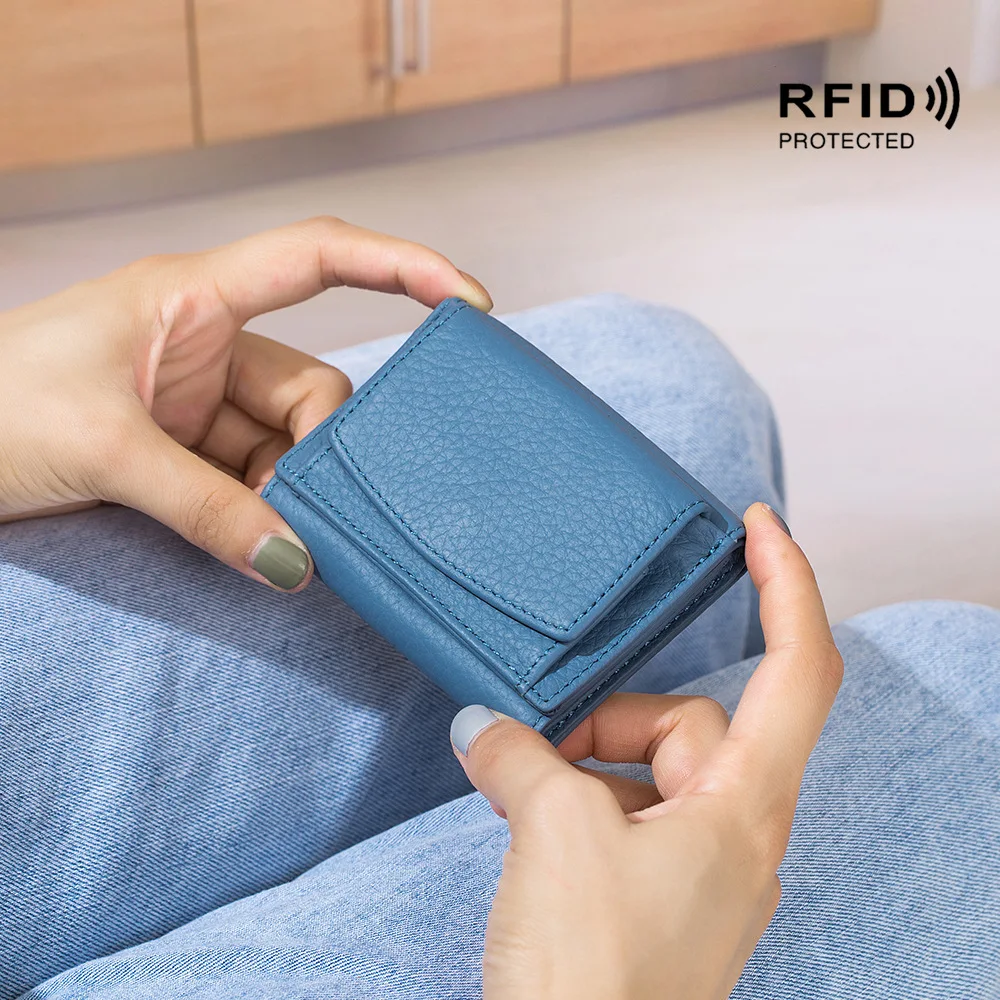 Фото Кошелек женский из натуральной кожи, с отделением для монет и Rfid-защитой №3
