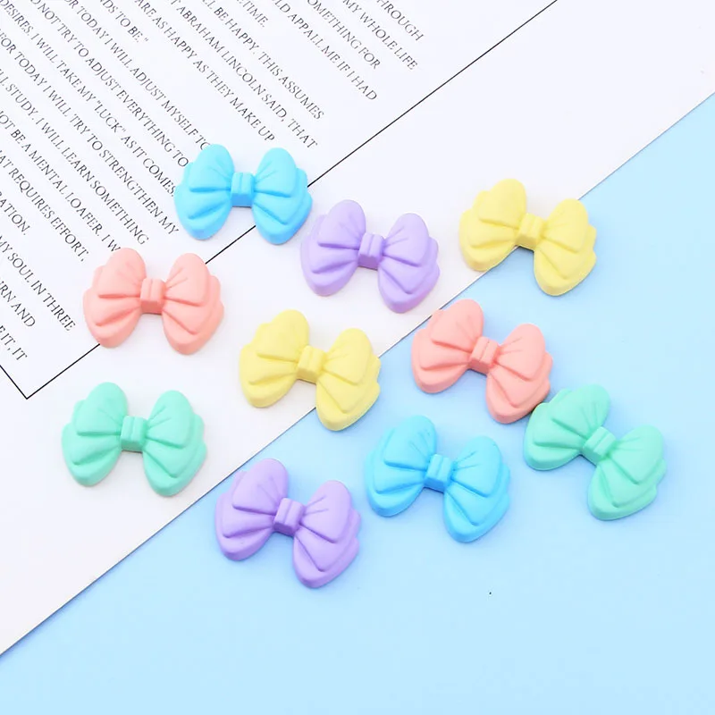 

Resin Macaroon Bow Cabochons Flatback 10pcs Colorful Bowtie Charms for Phone Cases Flat Back Bowknot Embellishment for Scrapbook