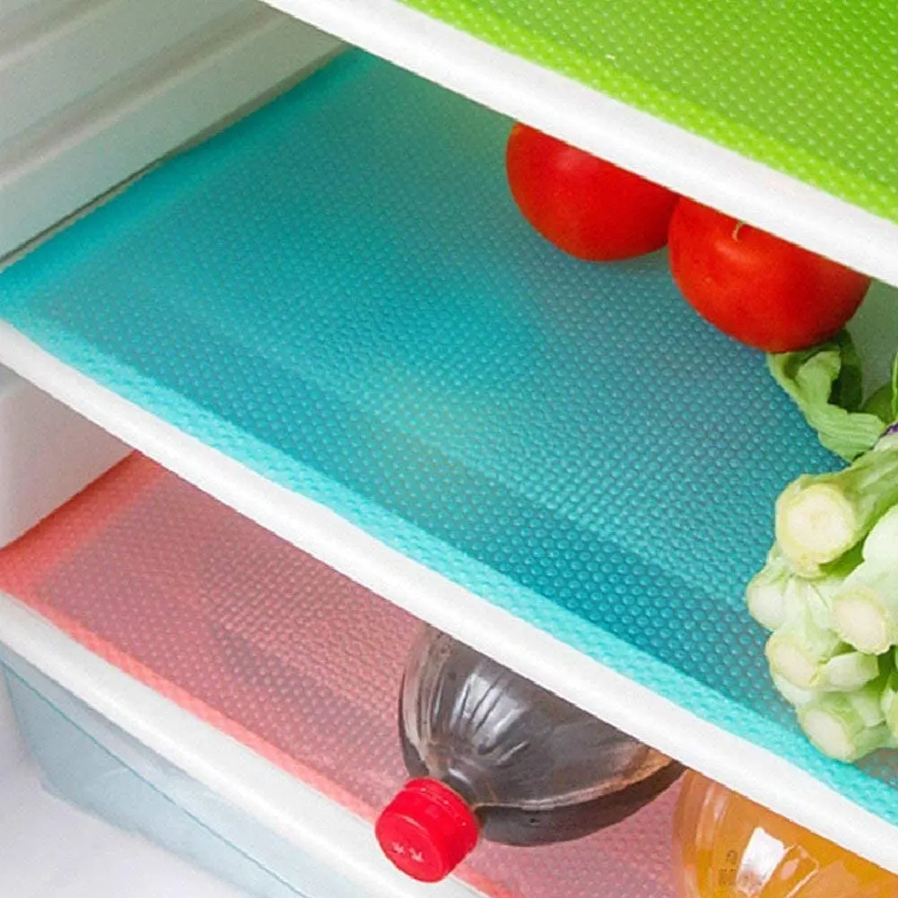 4PCS Refrigerator Liners For Shelves Washable Mats Covers Pads Fridge Organization For Top Freezer Glass Shelf Cabinet Drawers