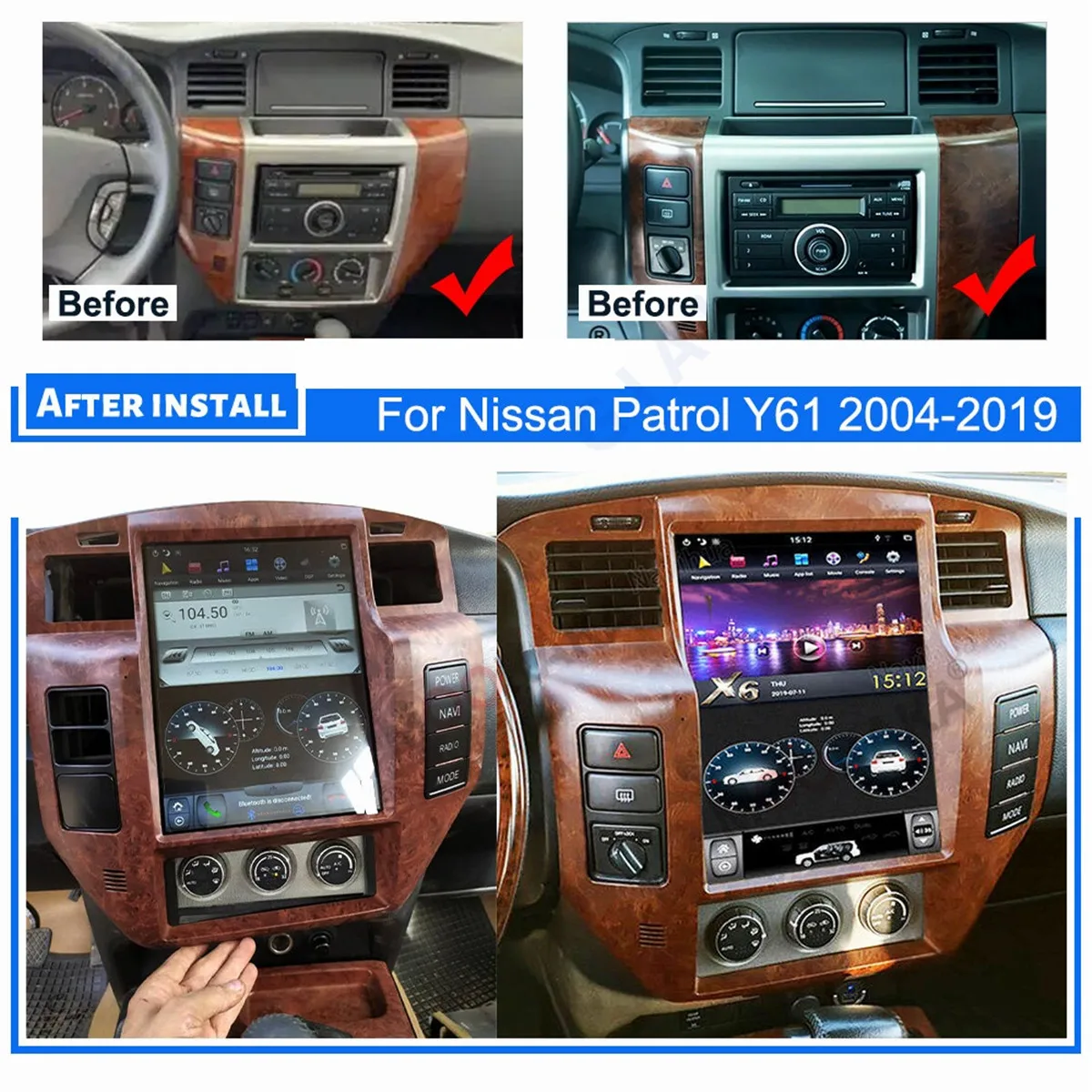 Автомобильная радиостанция Qualcomm 665 Android12 GPS-стерео для NISSAN PATROL Y61 2004 2005-2019