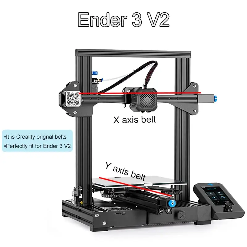 Фото Ремни Ender 3 V2 Комплект синхронного ремня XY Открытая резина ГРМ 2GT Ширина синхронизации 6 мм Y-ось + ось X для 3D-принтера Ender 3 V2 №2