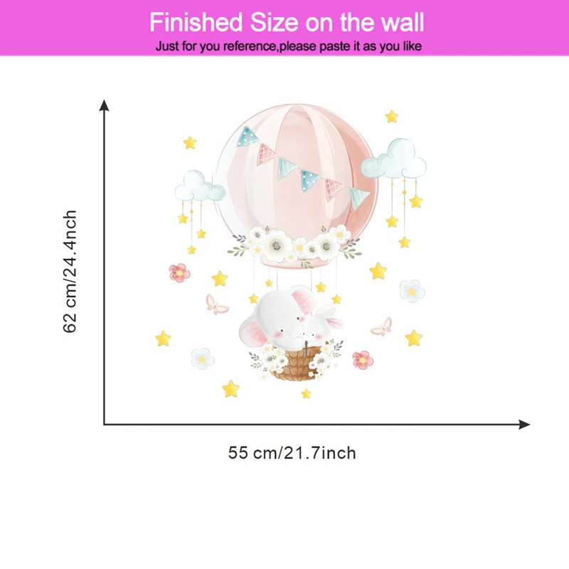 Наклейки на стену с изображением слона кролика воздушном шаре украшение для