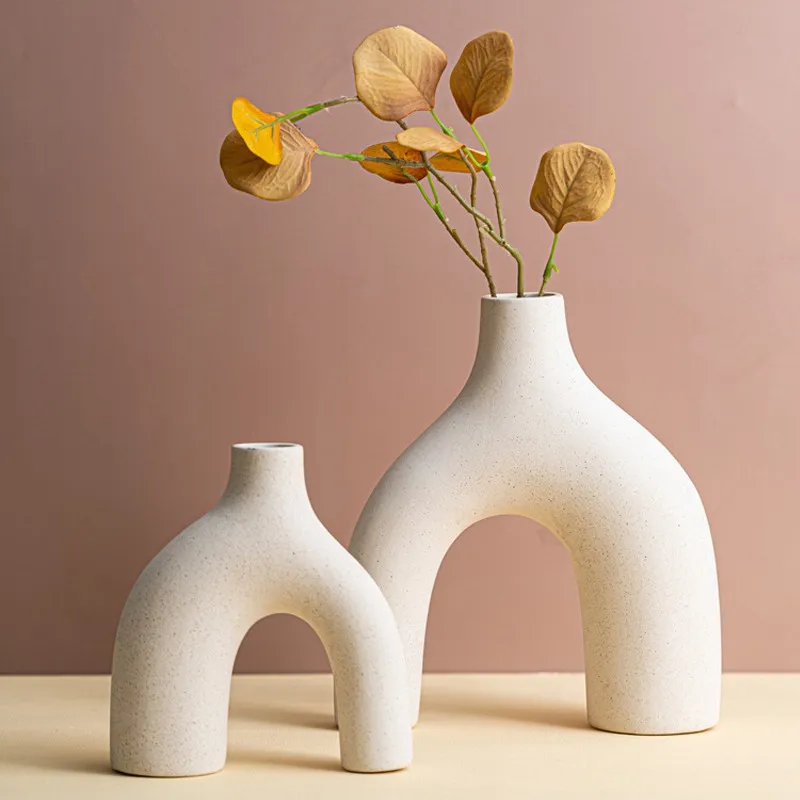 

CAPIRON Unglazed White Ceramic Vase Modern Art Nordic Pampas Grass Fresh Dried Flower Pot Shelf Desk Table Office Decoration