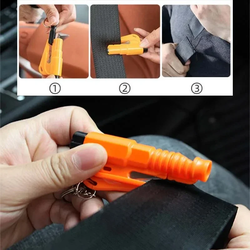 Молоток для разбивания окон резак свистка брелок 3-в-1 автомобильный безопасный