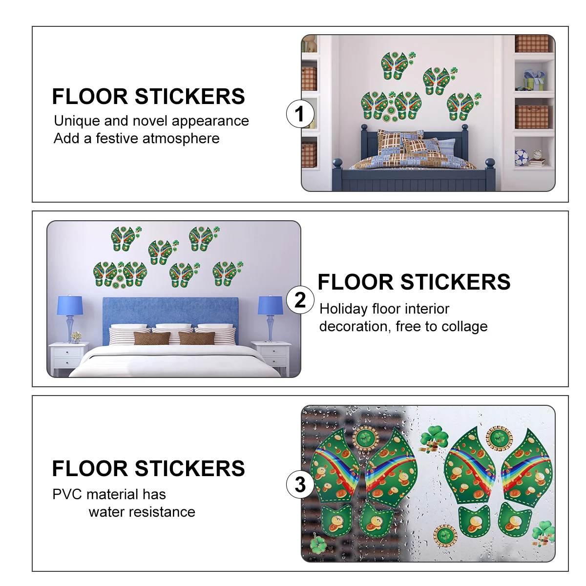 Наклейки на пол со следами наклейки день Святого Патрика противоскользящие