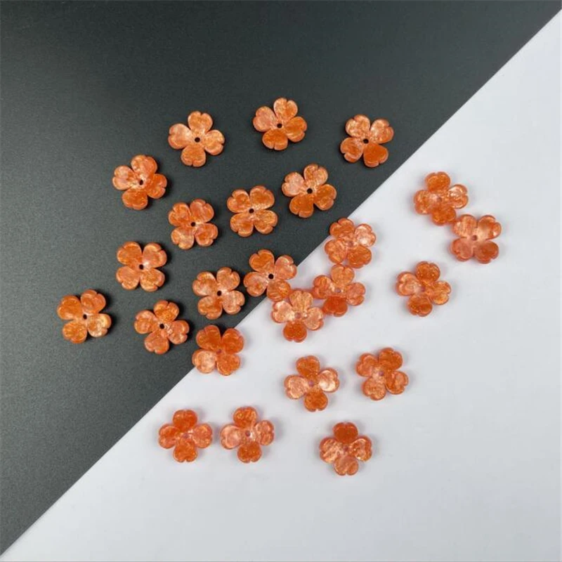 20Pcs/Lot Acetic Acid 3D Flower Beads Torus 14MM Petals Spacer Beads Charm Connectors Diy Hair Jewelry Making Resin Acessories