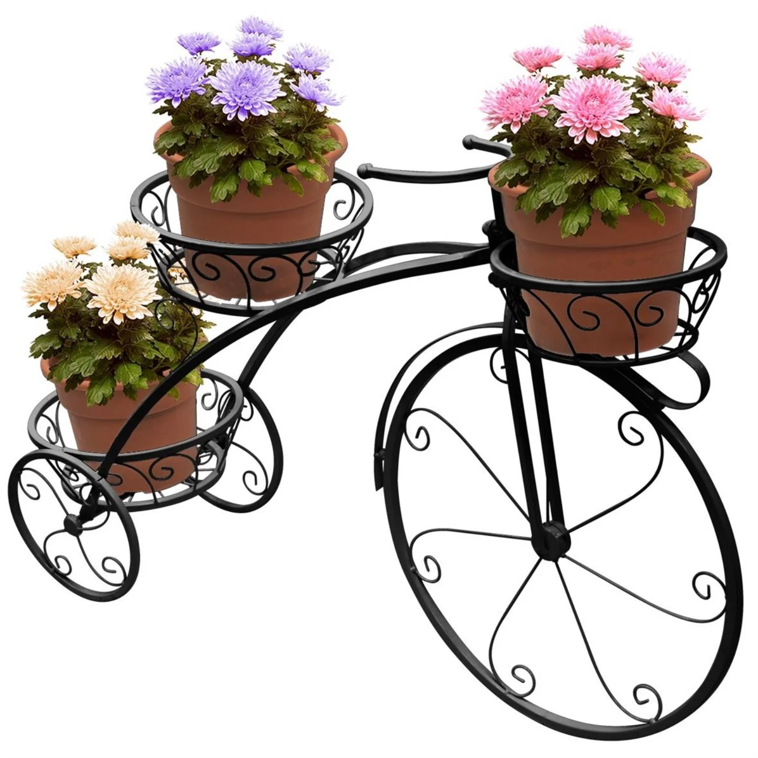 Цветочница 28. Цветочница "велосипед 3", 70*49*30 см. Подставка для цветов уличная. Подставки для цветов в саду. Уличные подставки для цветов из металла.