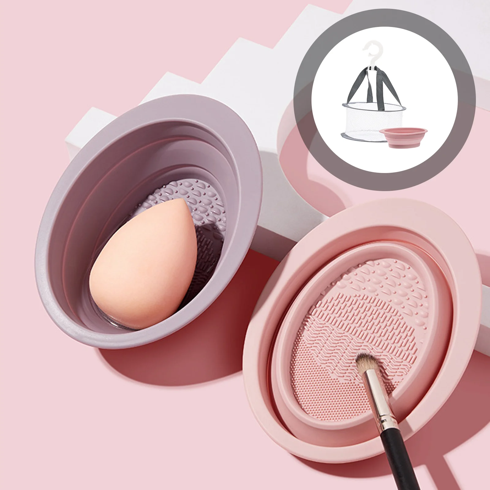 

Brush Makeup Cleaning Cleaner Mat Drying Pad Washing Scrubber Tool Hanger Net Silicomakerack Tower Cleanser Foldable Tools Puff