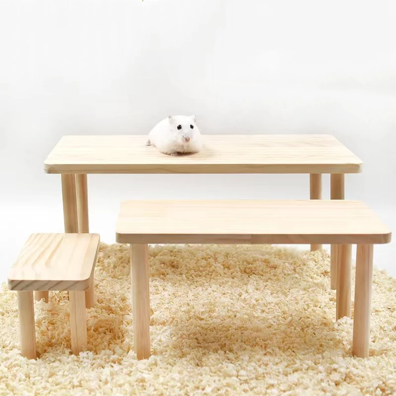 

1pc Functional Wooden Hamster House Desk Platform Pet Stand Toy Station Board Pet Products Hamster Cage Golden Bear Toy Supplies