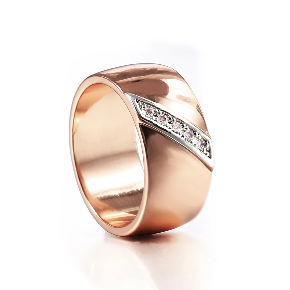 

585 Rose Gold Color Ring For Women Girls Cubic Zirconia Band Ring Engagement Wedding Fashion Jewelry Gifts New GR84
