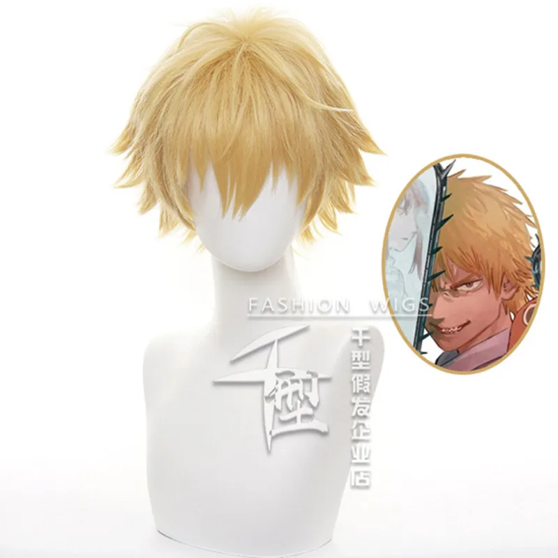 Anime Chainsaw Man Denji Cosplay wig Men short Golden Hair Heat Resistant Synthetic Hair Halloween costumes