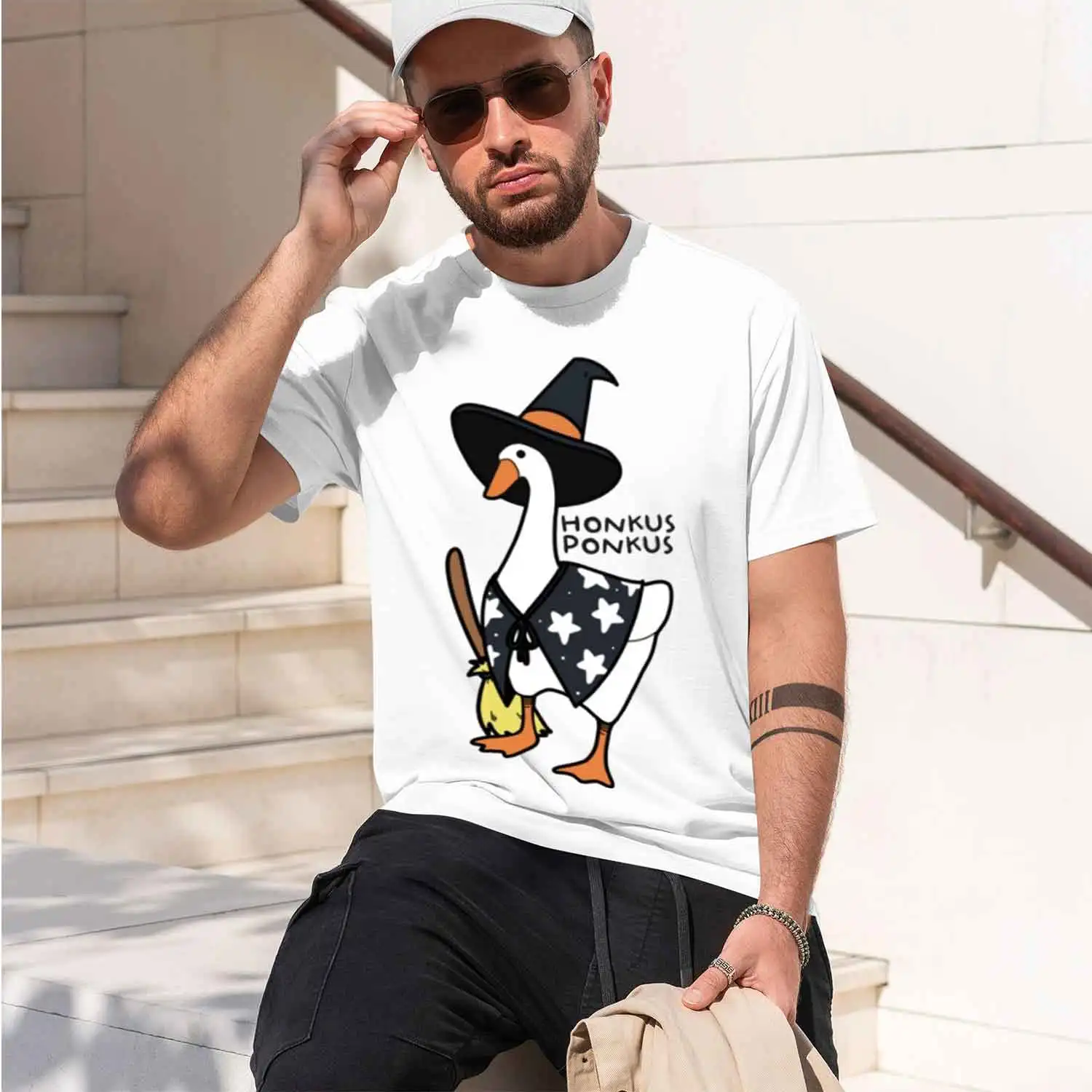 Фото Футболка с коротким рукавом и круглым вырезом Honkus Ponkus Sticker 2026, новая модель, классическая повседневная, в различных цветах и размерах, для ежедневной носки. №2