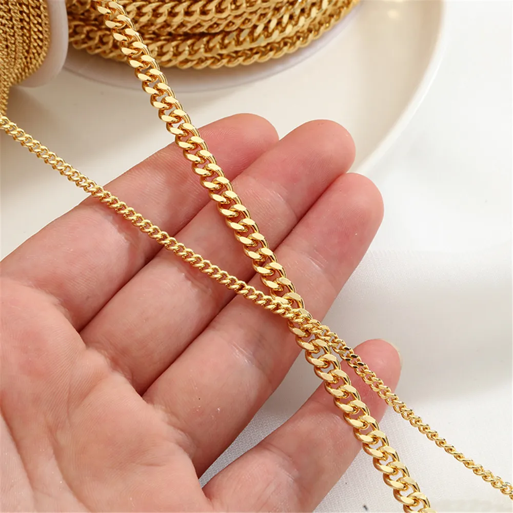 

14K gold-covered side chain Riding crop cross chain extension chain loose chain Handmade diy chain ornament material accessories