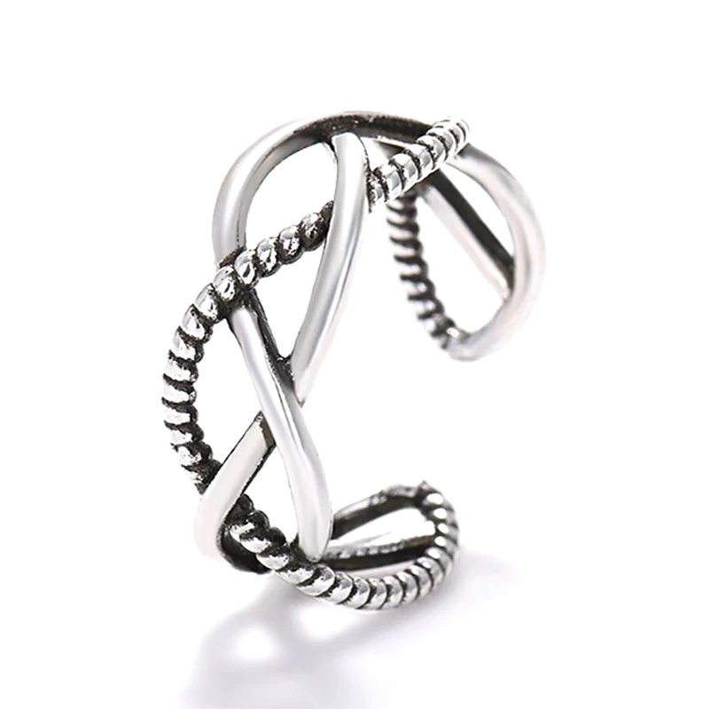 

Vintage Braided Wreath Design 925 Sterling Silver Rings for Men Hip Hop Trend Style Gifts for Women Wholesale Rings New JZ320
