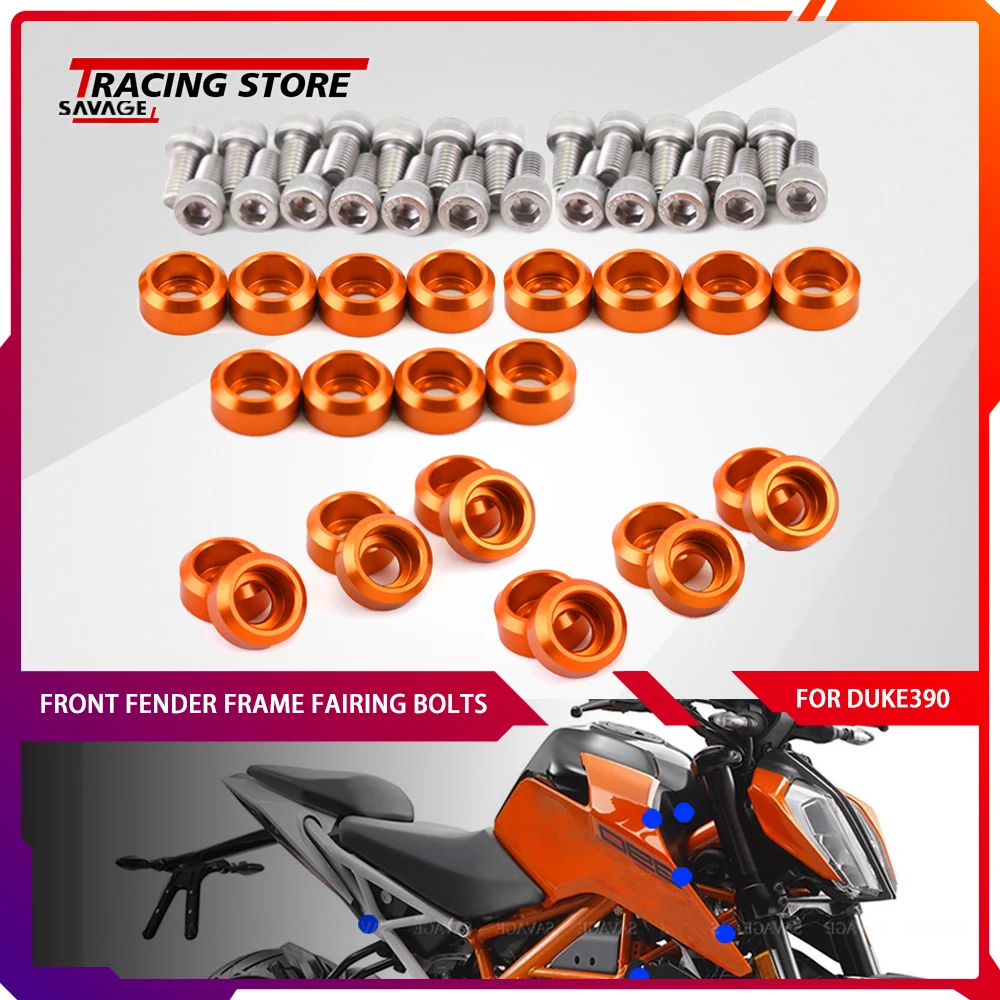 

24pcs Front Fender Frame Fairing Bolts For 390 DUKE 2018-2020 Motorcycle Accessories Engine Guards Fuel Tank Screw Mount Nuts