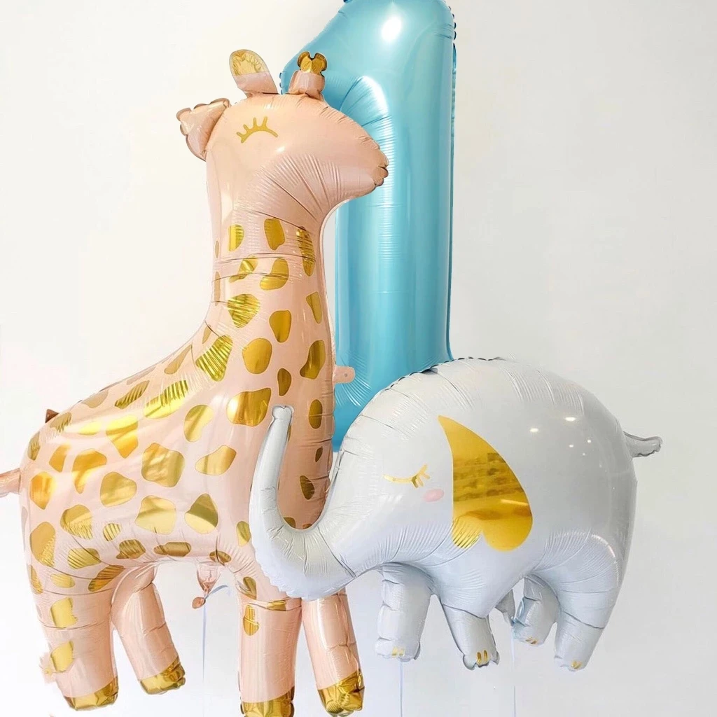 3 шт./компл. милый фольгированный воздушный шар в виде жирафа слона леопарда