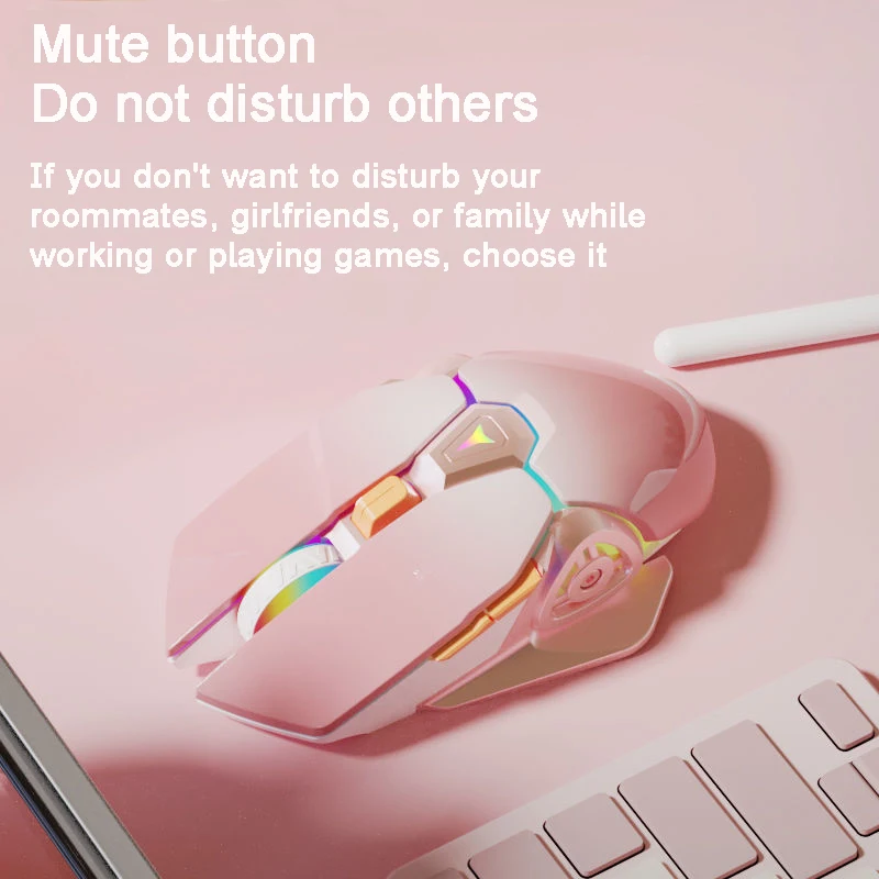 Мышь компьютерная беспроводная Бесшумная 2 4 г с подсветкой