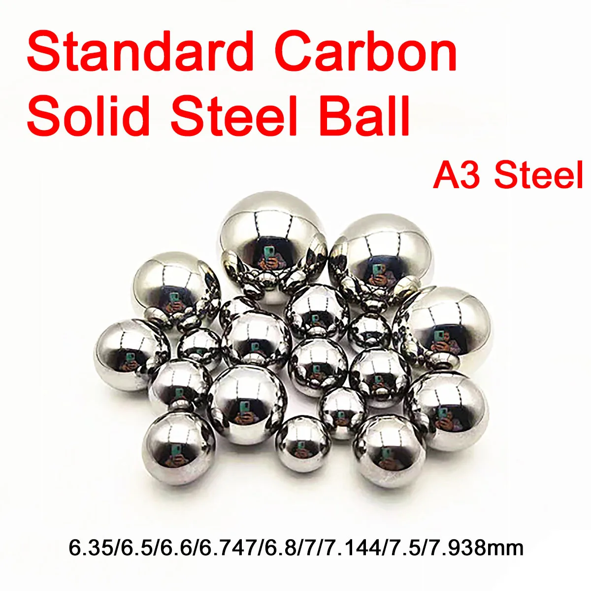 

10/50/100Pcs Standard Carbon Solid Small Steel Balls Roller Beads Diameter 6.35/6.5/6.6/6.747/6.8/7/7.144/7.5/7.938mm A3 Steel
