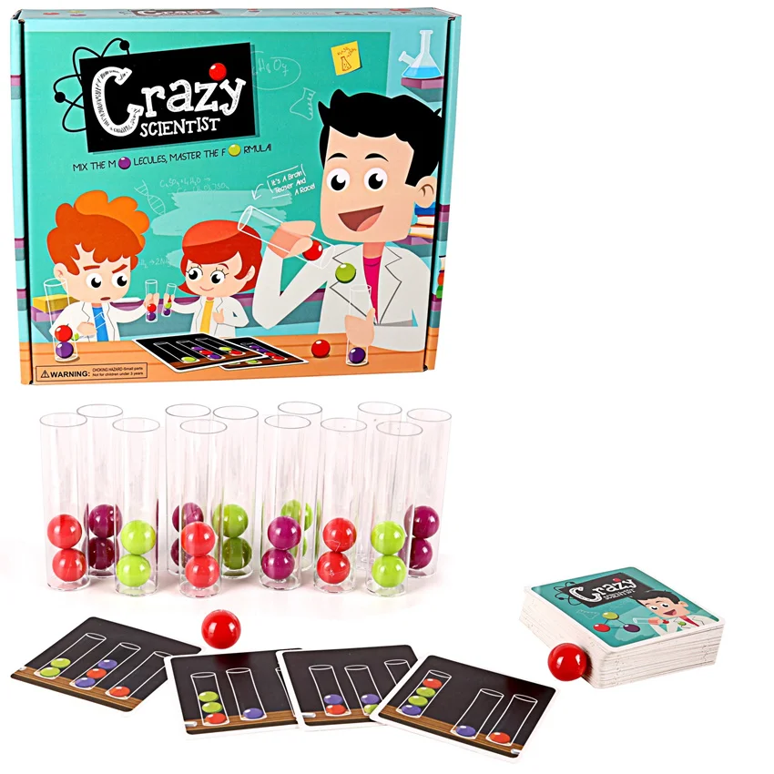 

[New] Crazy Scientist Test Tube color ball cards Set Logical Thinking Game Board Game family Educational interactive Toy gift