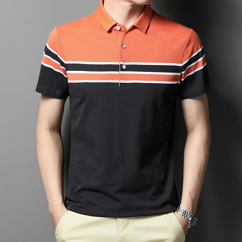 

High-Quality Designer Striped Luxury Short Sleeve Tshirts Polo Top Grade Tops Business Logo Slim Fit Male Cotton 2022 Summer Top