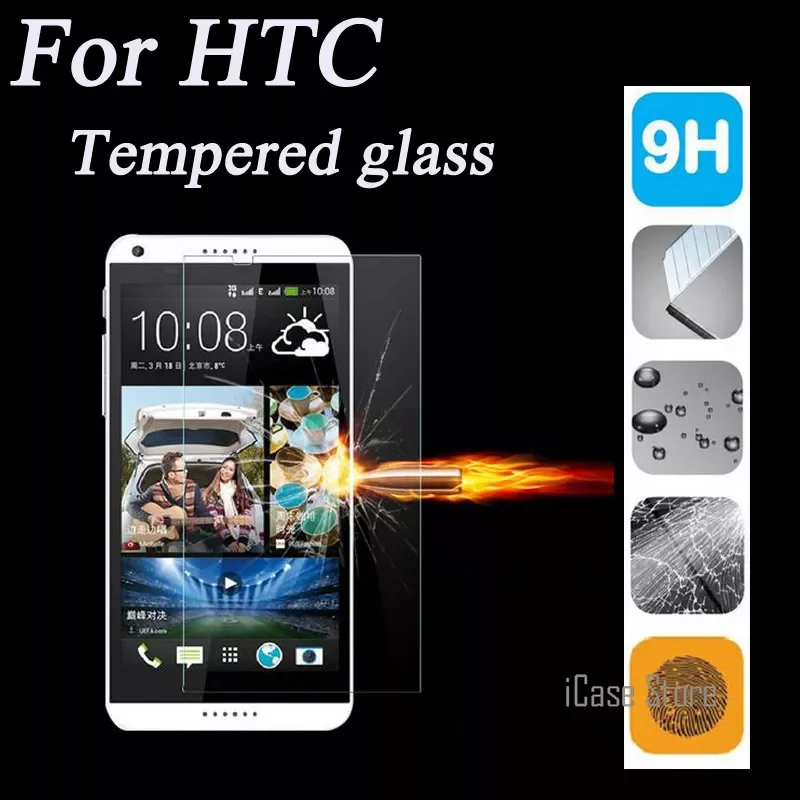 

2.5D 9H Screen Protector Tempered Glass For HTC Desire 510 516 610 616 626 820 816 One M7 M8 M9 E9 Cover Case Protective Film