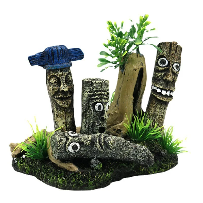 

Resin Moai Figure Fish Tank Decoration Aquarium Underwater Landscaping Easter Island Statue Ornaments For Reptile Box
