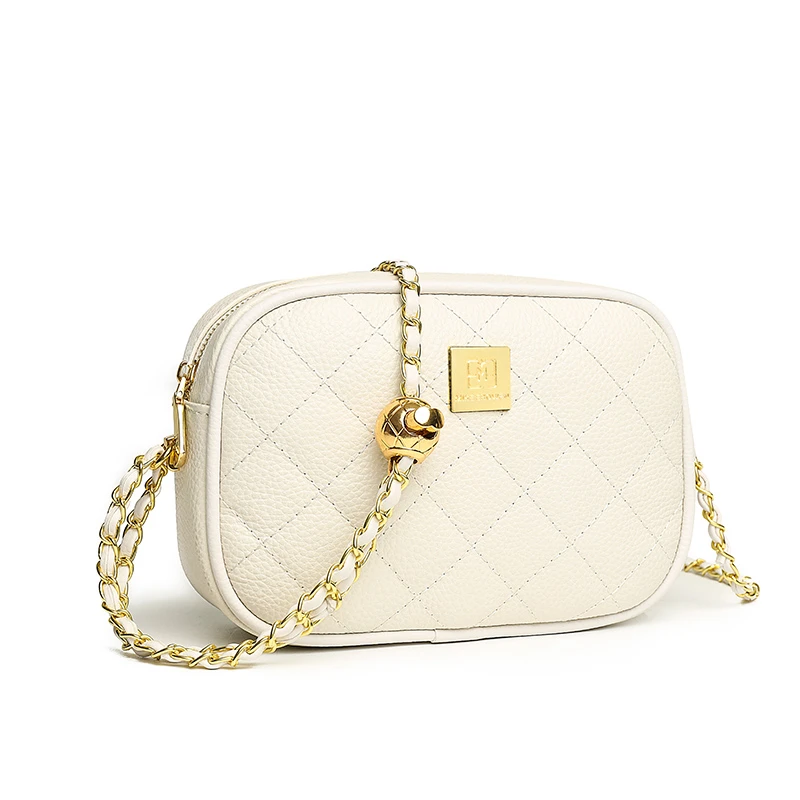 Genuine Leather Plaid Women's Small Crossbody Bag Lightweight Chain  Messenger Bag Handbag Purse Summer Travel Bag for Female