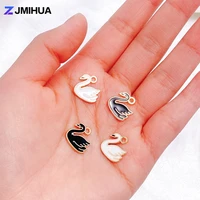 15pcs drop oil swan charms enamel pendants for jewelry making women earrings bracelets necklaces diy handmade accessories