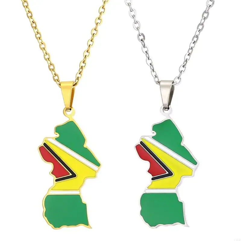 U4LF Гайана карта кулон ожерелье ювелирные изделия из нержавеющей стали удобно