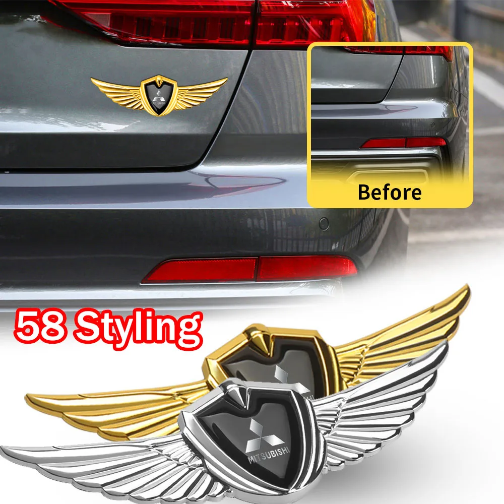 

New Metal Auto Badge Wing Body Trunk Decor Sticker For MITSUBISHI Pajero 4 L200 Eclipse Outlander Galant Lancer EX Car Styling