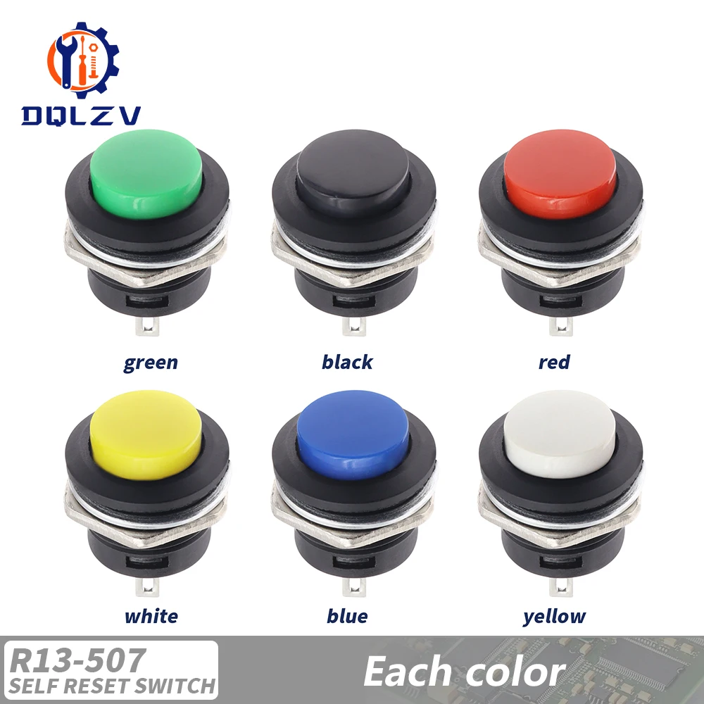 

Мгновенный кнопочный переключатель 16 мм Мгновенный 6A/125 В переменного тока 3A/250 В переменного тока Круглые переключатели R13-507 ЧЕРНЫЙ КРАСНЫЙ ЗЕЛЕНЫЙ БЕЛЫЙ СИНИЙ ЖЕЛТЫЙ
