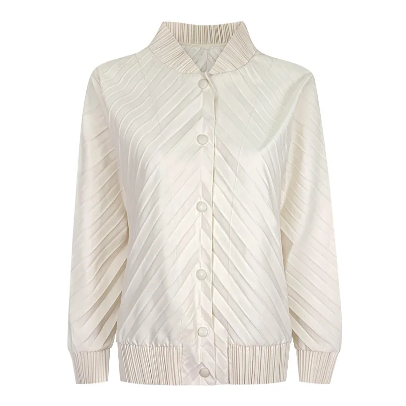 

Miyake Pleated Single Breasted Jacket Fall 2022 Winter New Solid Color Basic Korean Fashion Casual Windbreak Designer Coats