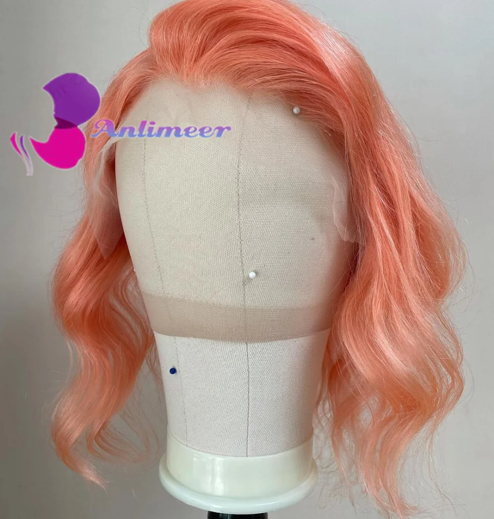 

Парик цвета радуги розовый натуральный волнистый парик цветные парики Волнистые кружевные передние парики человеческие волосы Боб челове...