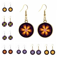 fashion classic mandala pattern 20mm glass cabochon ear hook earrings kaleidoscope series female earrings gift jewelry
