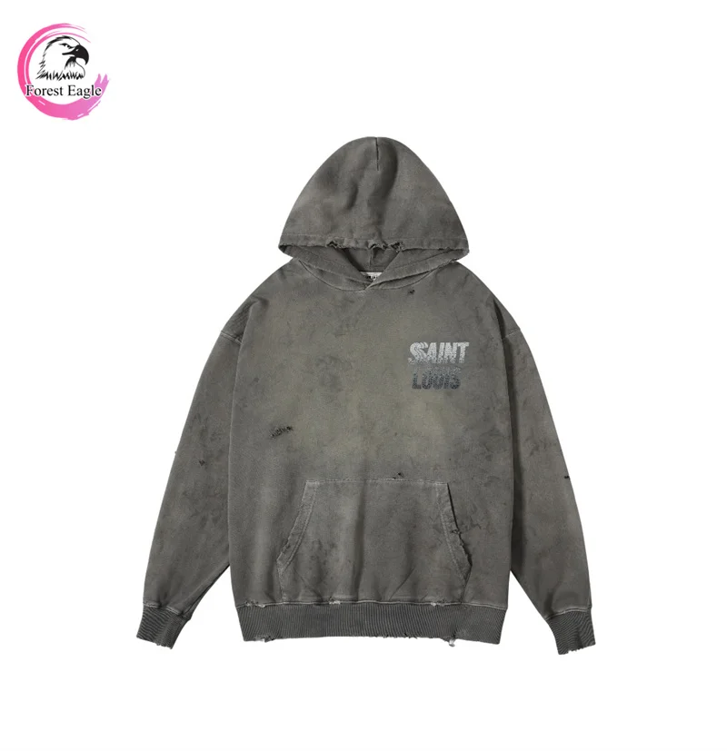 24SS Фиолетовый Серый Черный SAINT LOUIS Diamonds Толстовка с градиентным логотипом Бренд