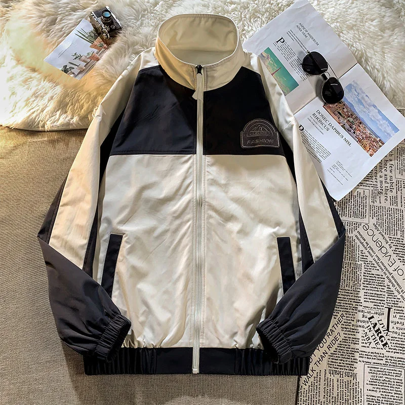 

Jacket japanese streetwear Men's Patchwork Boyfriend Style Hip Hop Coat man High quality Spring Casual Oversized Light Windbreak