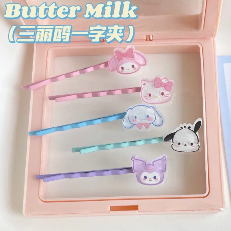 

Sanrio My Melody Cinnamoroll Pochacco Kuromi Hello Kitty Hair Clip Elegant Snap Barrette Stick Hairpin Hair Styling Accessories