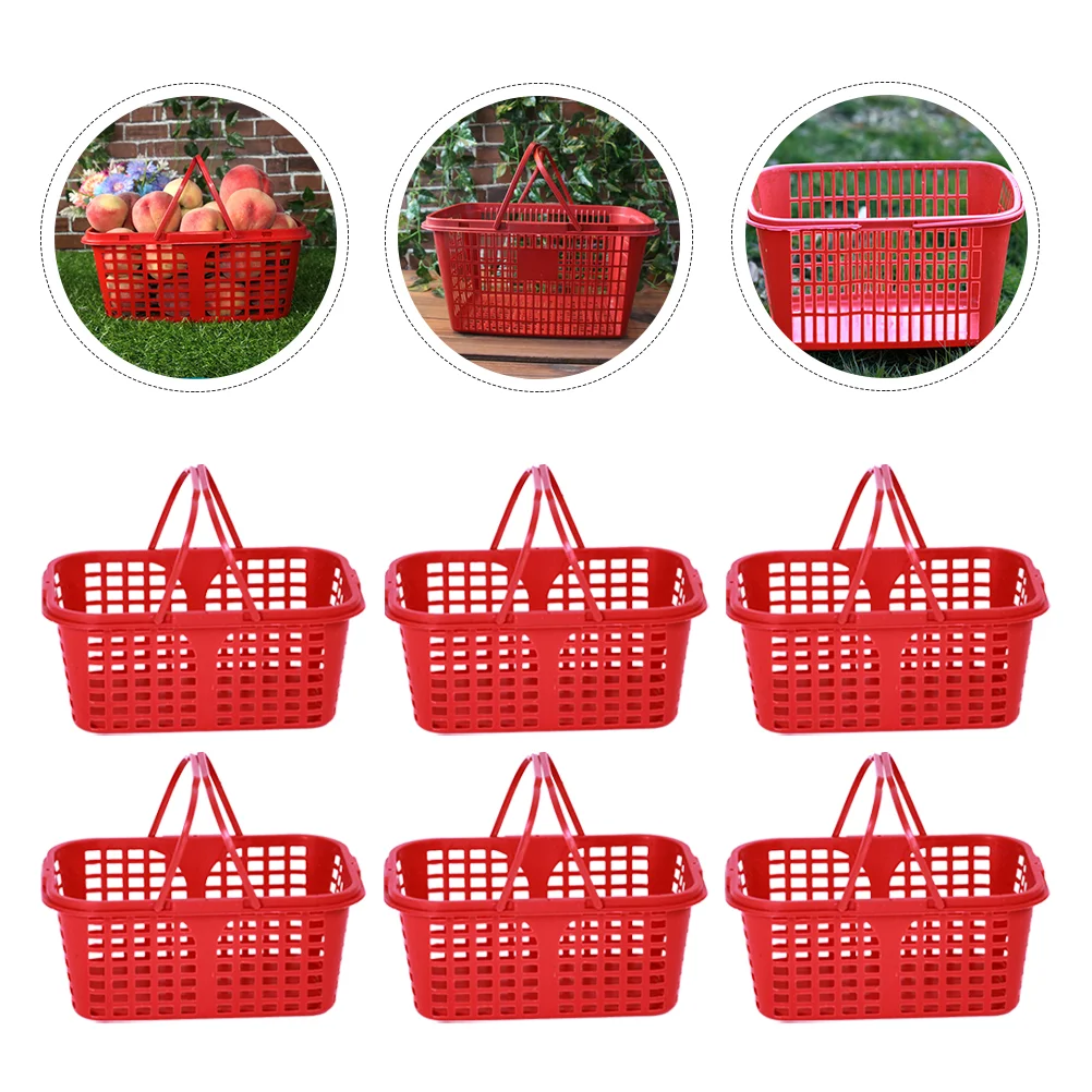 

20Pcs Fruit Vegeatble Basket Organizer Plastic Storage Baskets Grocery Crate Sundries Organizer Basket Snack Basket with Handle