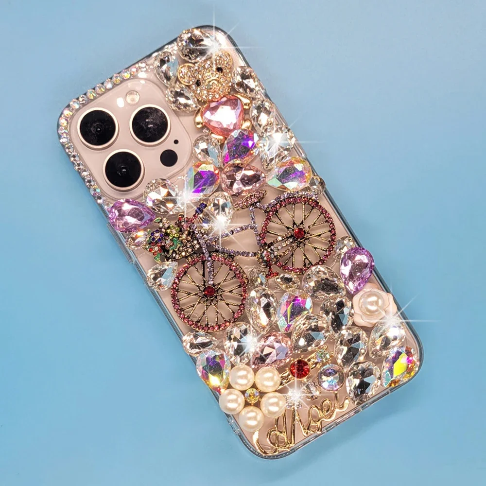 Чехол со стразами Sunjolly для iPhone 16 15 Pro Max 14 13 12 11 Xr Xs MAX 8 7 Plus